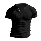 KKBOXLY 2025 popular summer new men's Henry shirt T-shirt outer size  casual knitted slim-fitting versatile top men