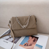 Premium chain, small fragrant wind rhombus bag, New women's bag, genuine leather messenger TOGO first-layer cowhide small square bag 7036