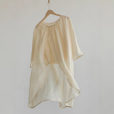2025 meters apricot pure ramie suit Chinese literary irregular button top 20309A straight pants 20408