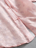"Looming like smoke" embossed jacquard new Chinese style national style disc buckle seven-quarter sleeve thin coat female L110