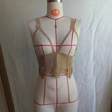 2025  4272 2025 hot-selling 2023 new sexy rhinestone inlaid diamond cloth splicing multiple fringed fashion chest wrap vest