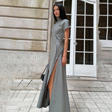 2025 Cross-border fashion half zipper deconstruction design sense zipper dress long dress street trend casual dress women