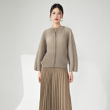2025 Handmade pleated jacket spring and autumn women's design sense niche single-breasted loose fashion simple versatile cardigan top