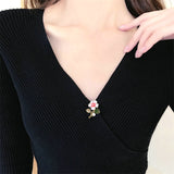 2025 New cardigan anti-light fixed clothes pin brooch fresh literary temperament versatile oil dripping flower small brooch