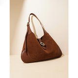 2025 popular large capacity suede tote bag women's underarm bag popular new shoulder bag retro, commuter cowhide small