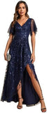 2025sequined V-neck split annual meeting dress  new sexy catwalk banquet  evening dress