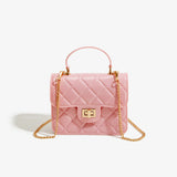 KKBOXLY 2025 PVC transparent square Barbie jelly bag fashionable and versatile handbag dirt-resistant and easy-to-wash women's oblique span bag customization