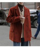 Spring and Autumn New Korean Edition Coffee Corduroy Jacket Commuter Versatile Shoulder Stacked Retro Casual Jacket Women