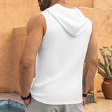 KKBOXLY Hot trade New summer new 2025 young men's casual jacquard knitted hooded lace-up T-shirt sleeveless vest