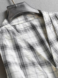Contrasting color plaid pinch pleated V-neck loose and thin  summer new sleeveless vest versatile women's shirt C069