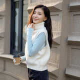 Lazy wind turtleneck sweater vest women's clothing autumn and winter  versatile new stacked wear outer sleeveless knitted vest