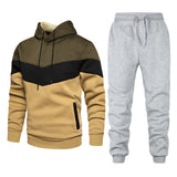 KKBOXLY 2025  Hot Trade Men's Sports Suit Fashion Casual Spring and Autumn Splicing Hooded Sweater Pants Two-piece Set