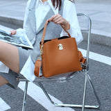 First layer cowhide large-capacity bucket bag, new fashion women's bag, genuine leather shoulder handbag, rest messenger bag 8833