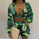 2025 women's clothing  popular new sexy three-piece set,  autumn beach fashion shorts set