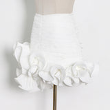 2025 Niche design tutu skirt  new milk white zipper hip wrap fungus edge splicing short skirt women