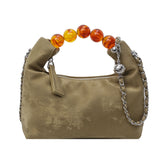 KKBOXLY 2025 Niche retro beaded handle handbag popular new high-end national style small square bag chain shoulder messenger bag