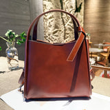 Premium retro women's bags, genuine leather messenger women's handbags, vegetable tanned cowhide New bucket bags, commuter small square bags