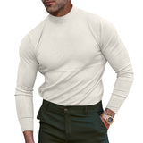 KKBOXLY 2025 Autumn and winter long-sleeved German velvet bottoming shirt 2025 casual solid color semi-turtleneck tight long-sleeved top men