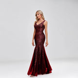 2025New Fishtail Evening Dress  New V-Neck Sexy Long Formal Ball Sequins Party Dress Woman
