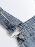 Z500 sweet girl denim overalls summer new retro loose curled wide-leg shorts suspender jumpsuit