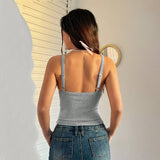 popular New  New knitted fabric Sexy Spice Girl Design Sense Front Chest Kink Slim Vest