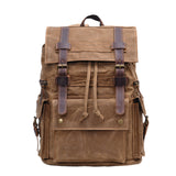 KKBOXLY 2025 Retro backpack waterproof oil wax canvas backpack men and women travel computer bag outdoor leisure leather mountaineering bag