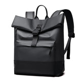 2025 2025 new urban commuter large-capacity leather film anti-splashing men's backpack roll cover anti-theft New printable LOGO