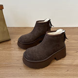 2025  Low-top velvet snow boots women's winter new thick-heeled thick-soled cotton boots small height-increasing warm short boots