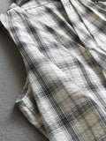 Contrasting color plaid pinch pleated V-neck loose and thin  summer new sleeveless vest versatile women's shirt C069
