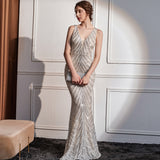 2025 Evening dress Women's sequins Company annual meeting Internet celebrity activities Dinner party Car model etiquette Miss Skinny long dress