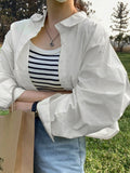 Korean version ramie cotton loose temperament shirt top youth vitality commuting ins style short versatile lapel jacket