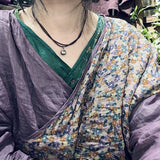 2025  24/4 SN48 flowers, literary and retro ramie printed diagonal placket lace-up shirt cardigan