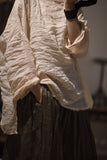 2025    23/3 small beard, literary and retro ramie washed rough edge pullover, shoulder-length loose shirt