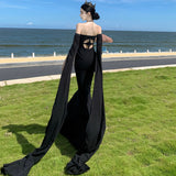 2025 Design sense tube top mopping floor long trailing dress charm aura showing thinness advanced sense toasting dress long skirt