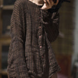2025    24/1 SN15 literary and retro contrasting color yarn-dyed craft linen striped cardigan shirt