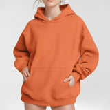 2025 popular autumn  women's clothing temperament commuting solid color loose pocket fashion casual hooded sports sweater 661