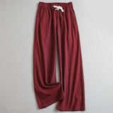 Solid color thin drape breathable elastic waist loose straight-leg pants thin wide-leg pants women's pants floor-mopping casual pants K792