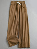 Solid color thin drape breathable elastic waist loose straight-leg pants thin wide-leg pants women's pants floor-mopping casual pants K792