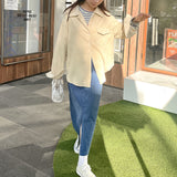 Thickened corduroy shirt women's clothing  spring and autumn new Korean version casual design sense pit strip shirt jacket tide