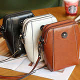 Oil wax cowhide small bag women's  new shoulder messenger bag women's fashion temperament leather women's bag mobile phone bag tide