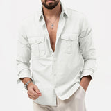 KKBOXLY 2025  new New Popular trade  independent station  men's shirts multi-pocket casual long-sleeved tops men's