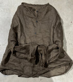 2025    23/3 Xiaochu, inner literary and retro light and thin ramie loose shoulder crew neck button-down shirt