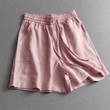 Linen blend thin cool lace-up elastic waist loose wide-leg pants summer versatile casual pants women's shorts X675