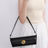 Niche simple and fashionable handbag  baguette bag high-end light luxury shoulder underarm bag genuine leather women's bag