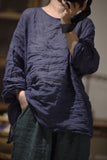 2025    23/3 small beard, literary and retro ramie washed rough edge pullover, shoulder-length loose shirt