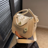 KKBOXLY 2025 niche design fashionable bucket bag women's popular new soft leather oblique span bag solid color shoulder handheld women's bag