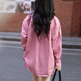 Loose casual linen cotton set  spring and summer Korean version solid color shirt lapel cardigan shorts two-piece set
