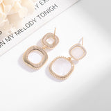 2025 South Korea Dongdaemun earrings women's new zircon 925 silver needle simple daily temperament geometric square earrings