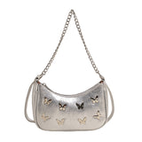 KKBOXLY 2025 Niche bow decorative armpit bag women's popular new chain Spice girl handbag premium pleated messenger bag