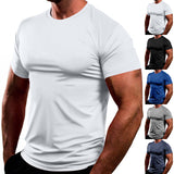 KKBOXLY popular new solid color fitness clothes men's T-shirt quick-drying breathable sports running training tights men's top